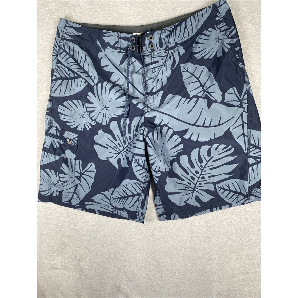 Men's Columbia Board Shorts Swim Trunks Blue Floral Design Size 40 x 11" inseam